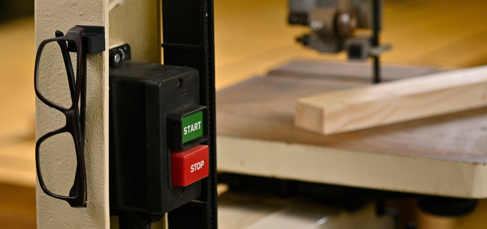  glasses keep holding glasses on a bandsaw