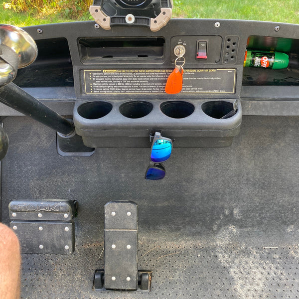 our golf cart with glasses keep